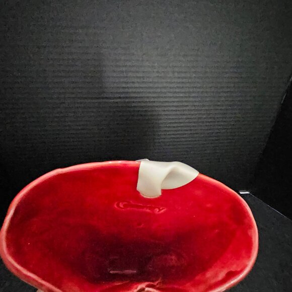 Red Ceramic Tussie Mussie Wall Pocket Wall Hanging Handcrafted - Picture 8 of 9